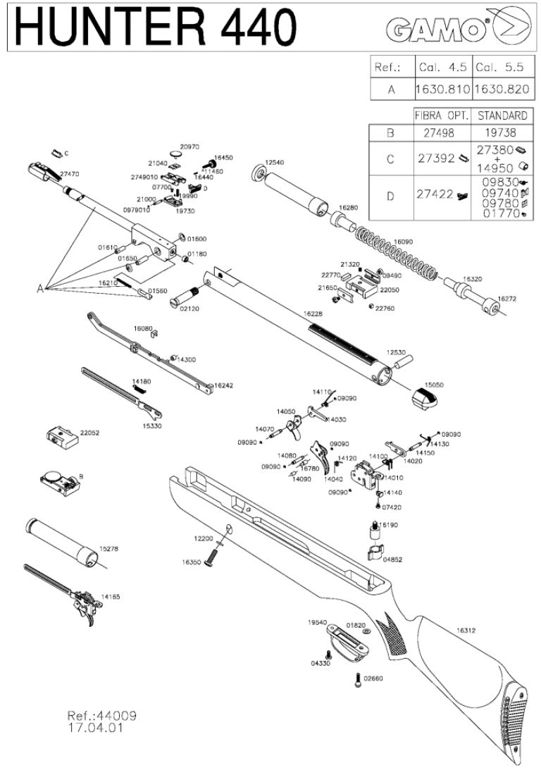 Carabina ad aria compressa Hunter 440 cal. 4,5