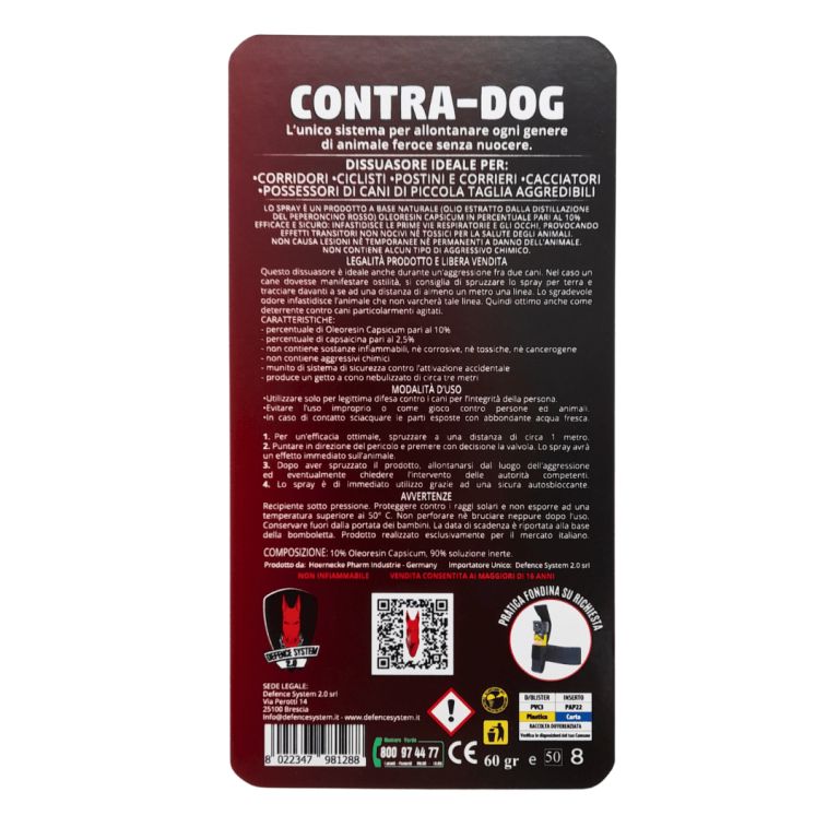 Spray anti aggressione CONTRA DOG per la difesa personale da animali