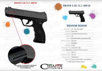 Pistola marcatore co2 modello Bravo 5.28 cal. .50 PAINT BALL LTL by Chiappa Firearms
