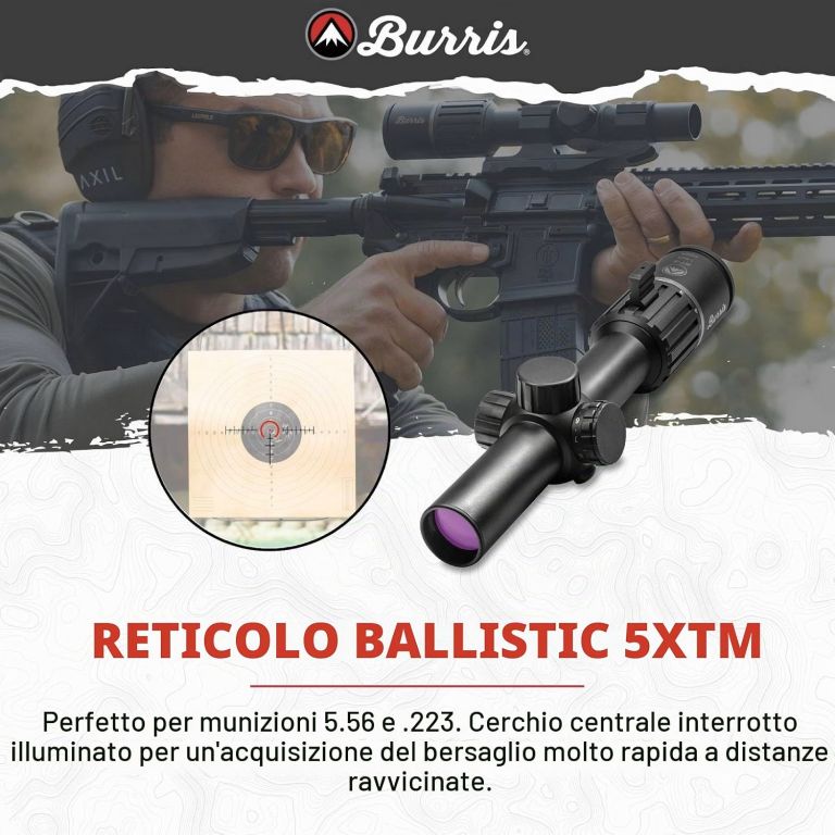 Ottica da battuta RT-6 1-6x24 Reticolo Ballistic AR 200472
