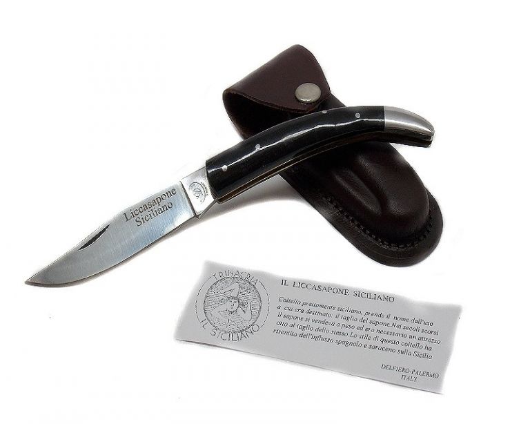 Coltello siciliano modello liccasapone manico in corno