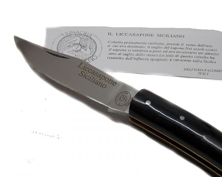 Coltello siciliano modello liccasapone manico in corno