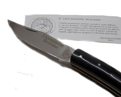 Coltello siciliano modello liccasapone manico in corno Delfiero