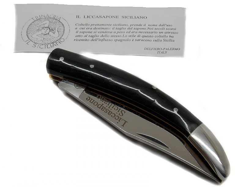 Coltello siciliano modello liccasapone manico in corno